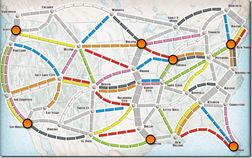 Ticket to Ride(チケットトゥライド)Big Cities の目的地