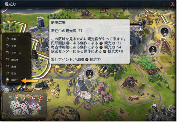 Civilization 6 観光力の表示