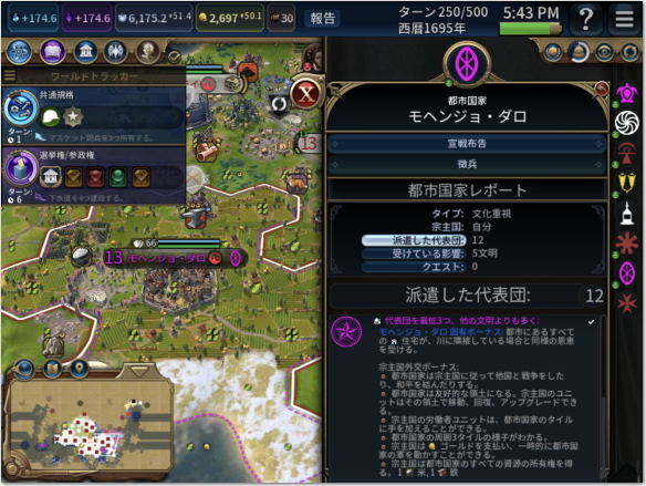 Civilization 6 都市国家詳細画面