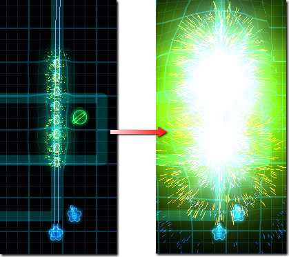 レーザーで一気に敵を倒した図。綺麗です。