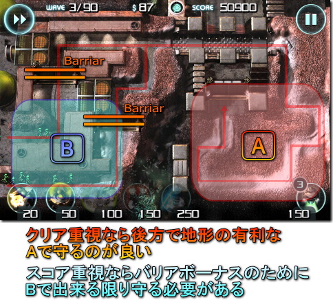 防衛ポイントの選定一例。Mars Defense の2面です。