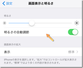 iPhone 画面表示と明るさ