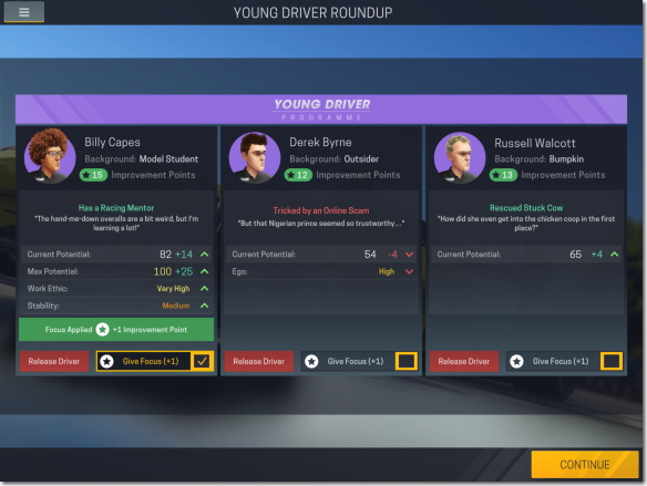 Motorsport Manager Mobile 2 ヤングドライバープログラム