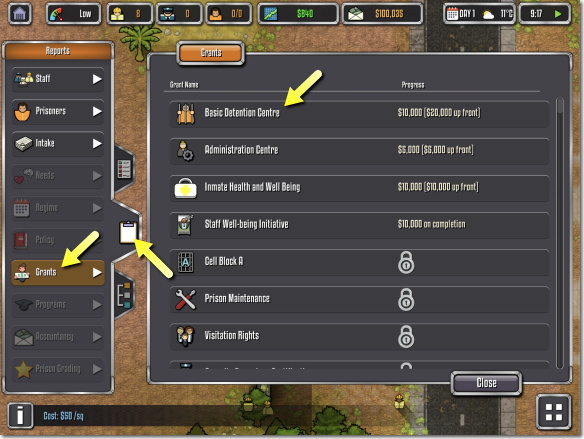 Prison Architect Mobile Grants