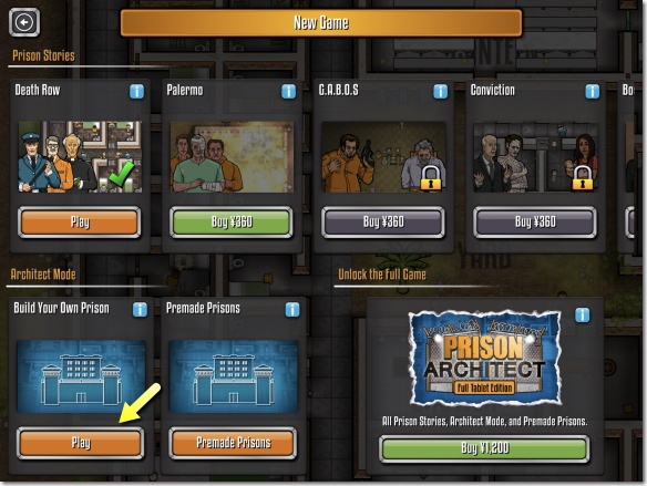 Prison Architect Mobile モード選択