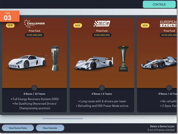 Motorsport Manager Mobile 3　新シーズンのレース選択