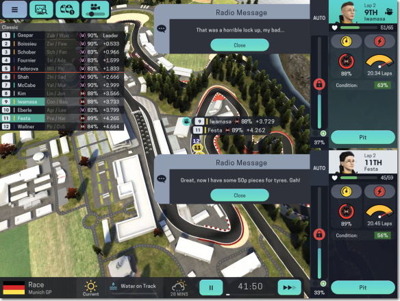 Motorsport Manager Mobile 3　ドライバーの通信